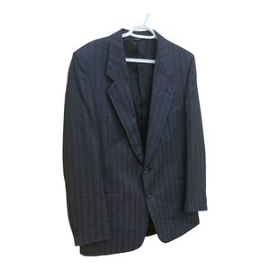 Daks Men's Wool Black Gray Striped Suit Blazer Size 48
